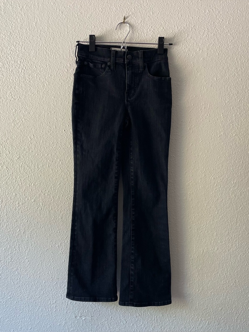 Madewell Mid-Rise Kick Out Cropped Jeans Womens 24 Black Wash Bootcut Stretch
